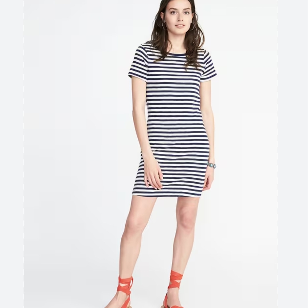 Old Navy - Navy and White Striped Dress, XXL